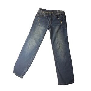 Faded Glory Mens Straight Fit Distressed Blue Jeans 30x30 Medium Wash